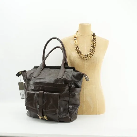NWT Halston Heritage XL Bag Dark Chocolate Brown Travel Weekender Carry On Bag